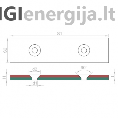 100x20xd10/5x5 N42 Неодимовый магнит 2