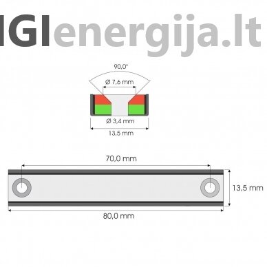 80x13.5x5 magnetic holder with metal housing countersunk 4