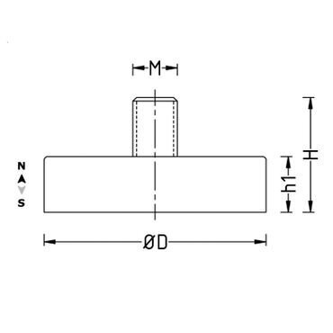 D10x4,5xM4внешнийx12,5 Магнитный держатель NdFeb 1