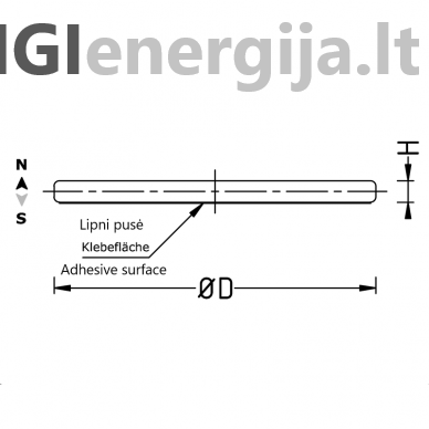 D10x2 N42 Priklijuojamas Neodymium magnetas su 3M 2