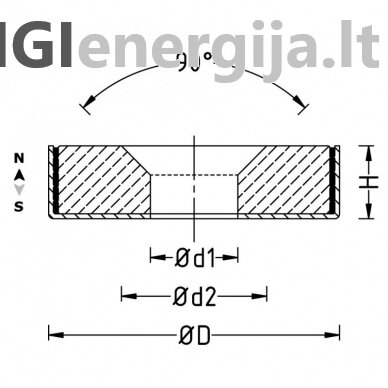 D10x6.5/3.5x5 Neodymium magnetinis laikiklis su konusu 2