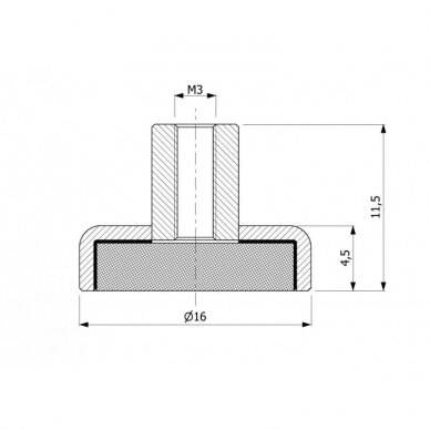 D16x4.5xM3x11.5 магнитный держатель 1