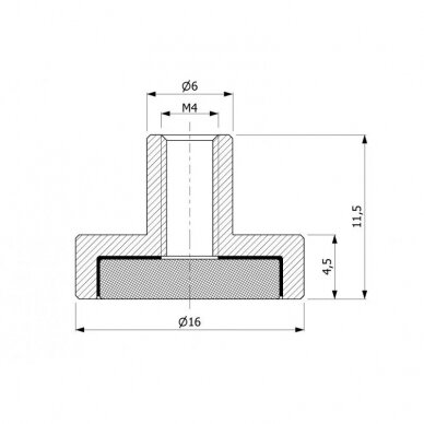 D16x4,5xM4x11,5 NdFeb magnet holder 1