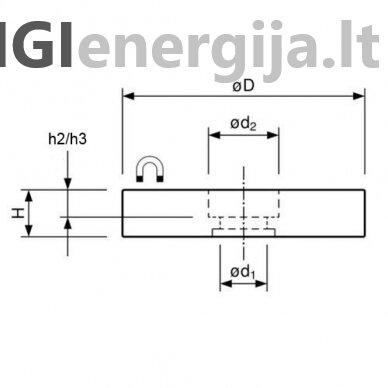 D22x6.5 Gumuotas magnetinis laikiklis su cilindriniu įgilinimu 1