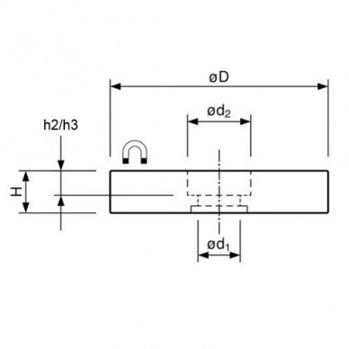 D43x6.2 Gumuotas magnetinis laikiklis su cilindriniu įgilinimu 1