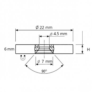 D22xd7/4.5x6 Rubberized magnetic holder with countersunk 1