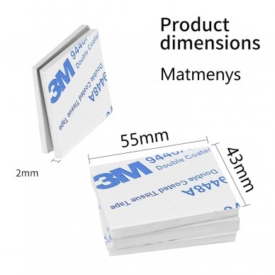 Lipniosios pagalvėlės, dvipusės, su 3M 55x43x2 (Balta) 1