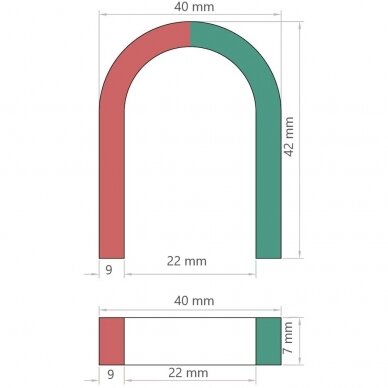 U42x40x9/7 U Shaped Horseshoe Magnet Red Blue Painted Pole School Physics Experiment for Education 3