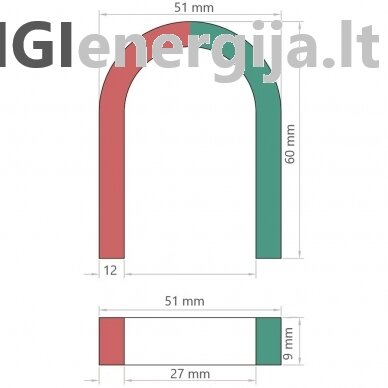 U60x51x12/9 Mokyklinis, eksperimentinis, edukacinis magnetas 3